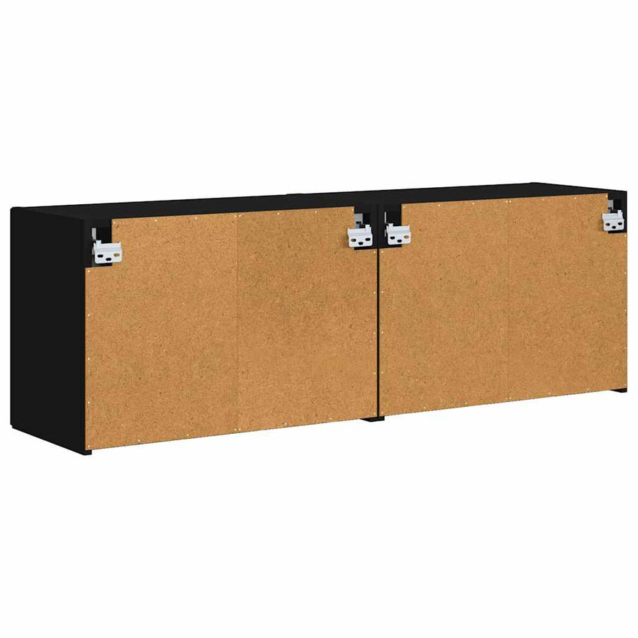 TV-wandkast 2 pcs Zwart 59,5 x 31 x 40 cm Bewerkt hout