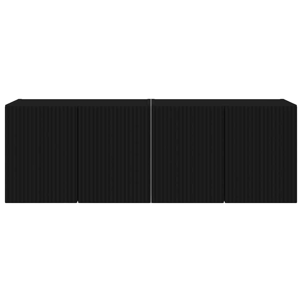 TV-wandkast 2 pcs Zwart 59,5 x 31 x 40 cm Bewerkt hout