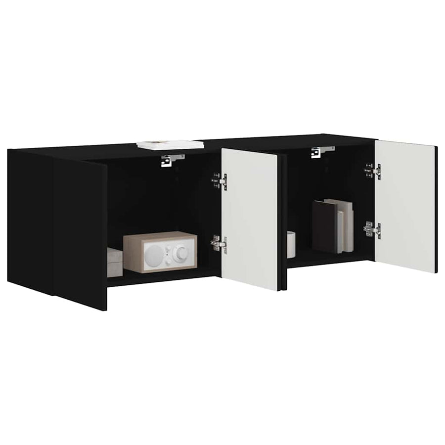 TV-wandkast 2 pcs Zwart 59,5 x 31 x 40 cm Bewerkt hout