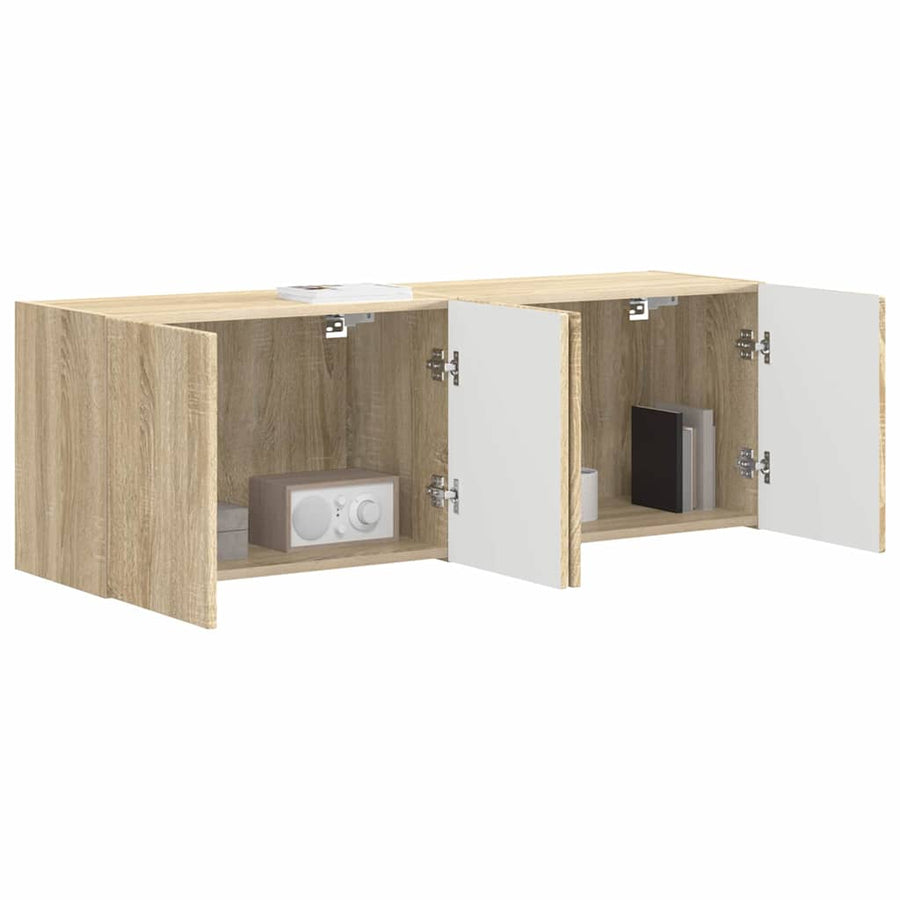 TV-wandkast 2 pcs Sonoma Eiken 59,5 x 31 x 40 cm Bewerkt hout