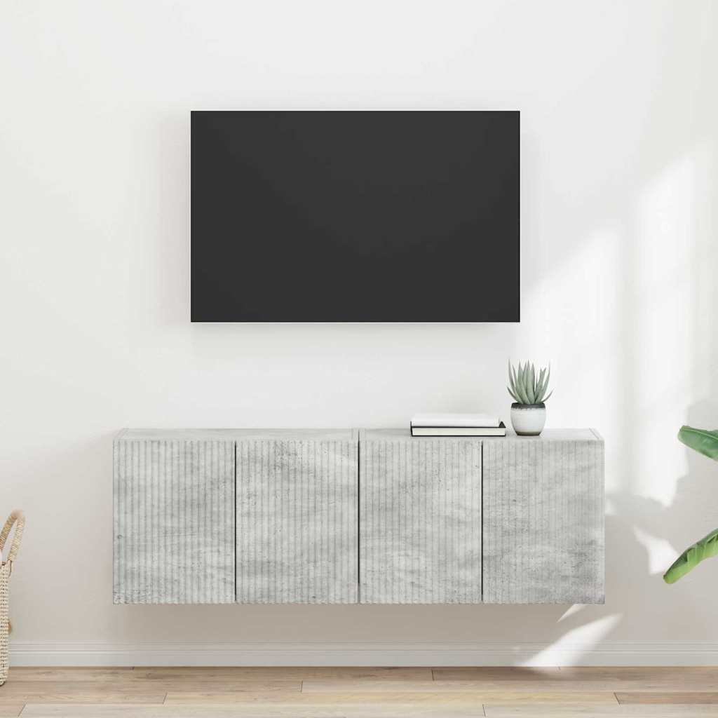 TV-wandkast 2 pcs Beton Grijs 59,5 x 31 x 40 cm Bewerkt hout