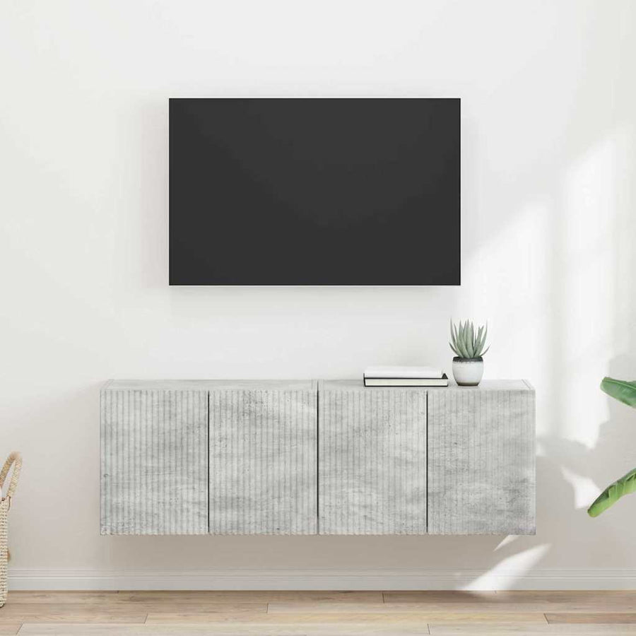 TV-wandkast 2 pcs Beton Grijs 59,5 x 31 x 40 cm Bewerkt hout