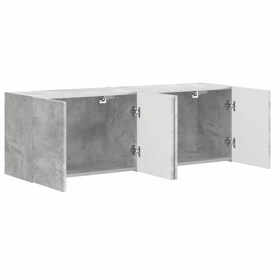 TV-wandkast 2 pcs Beton Grijs 59,5 x 31 x 40 cm Bewerkt hout