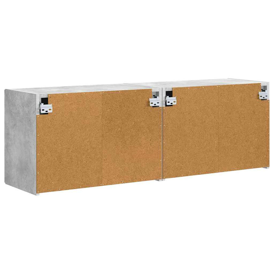 TV-wandkast 2 pcs Beton Grijs 59,5 x 31 x 40 cm Bewerkt hout