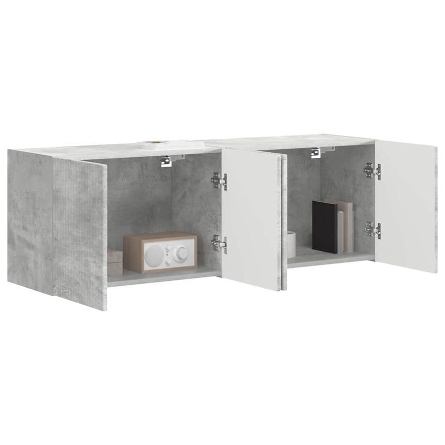 TV-wandkast 2 pcs Beton Grijs 59,5 x 31 x 40 cm Bewerkt hout