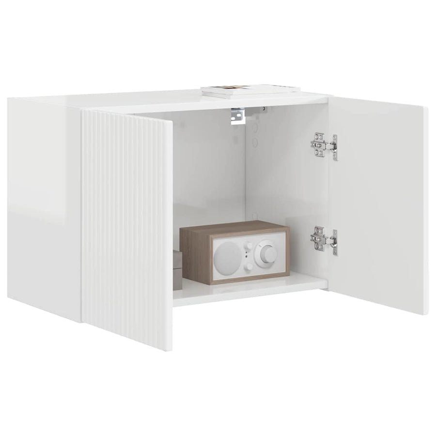 TV-wandkast Hoogglans wit 59,5 x 31 x 40 cm Bewerkt hout