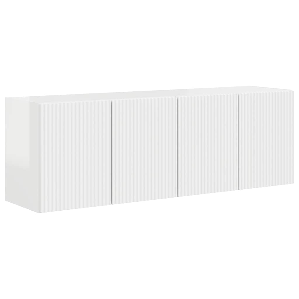 TV-wandkast 2 pcs Hoogglans wit 59,5 x 31 x 40 cm Bewerkt hout