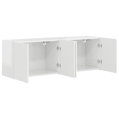 TV-wandkast 2 pcs Hoogglans wit 59,5 x 31 x 40 cm Bewerkt hout