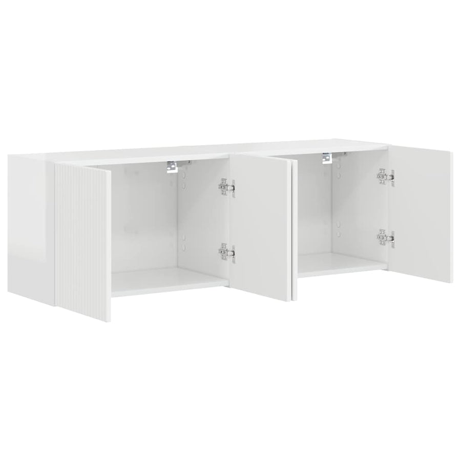 TV-wandkast 2 pcs Hoogglans wit 59,5 x 31 x 40 cm Bewerkt hout