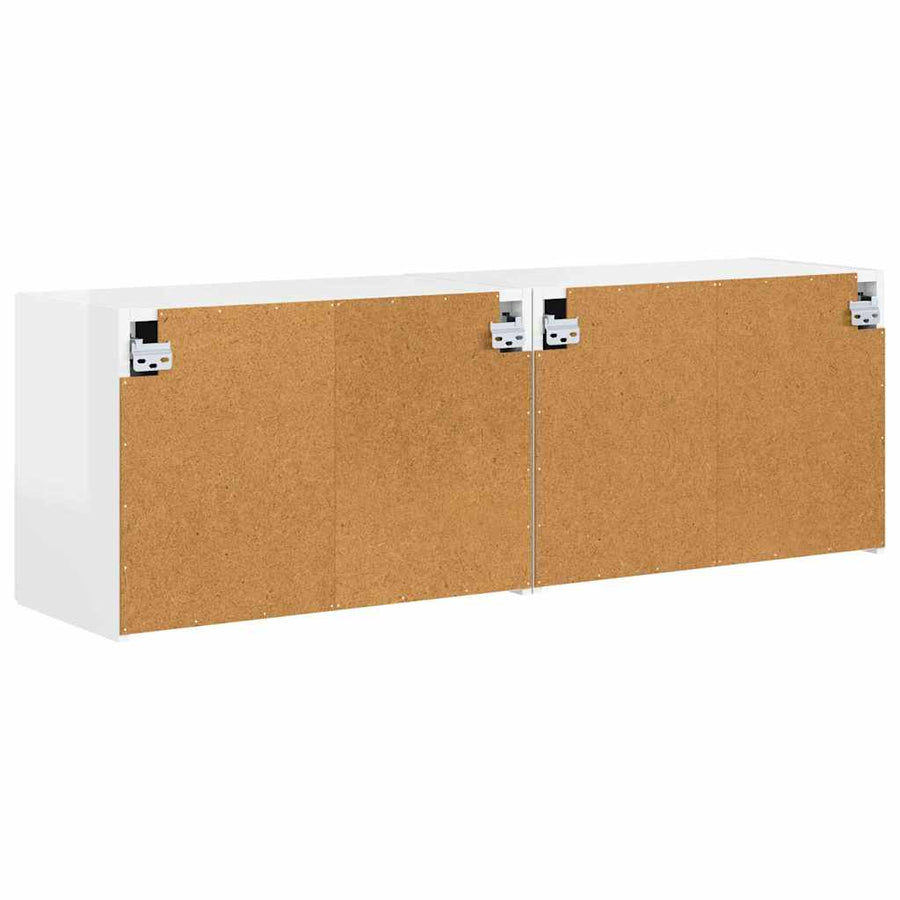TV-wandkast 2 pcs Hoogglans wit 59,5 x 31 x 40 cm Bewerkt hout