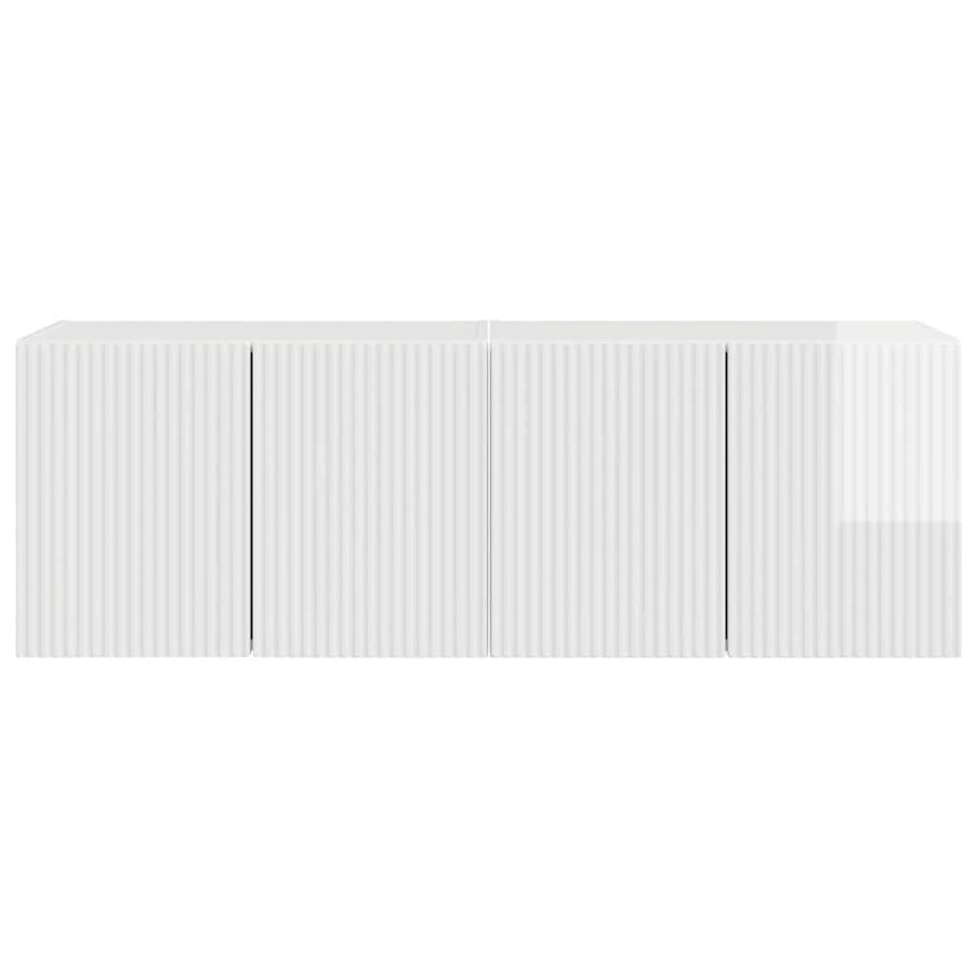 TV-wandkast 2 pcs Hoogglans wit 59,5 x 31 x 40 cm Bewerkt hout