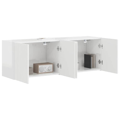 TV-wandkast 2 pcs Hoogglans wit 59,5 x 31 x 40 cm Bewerkt hout