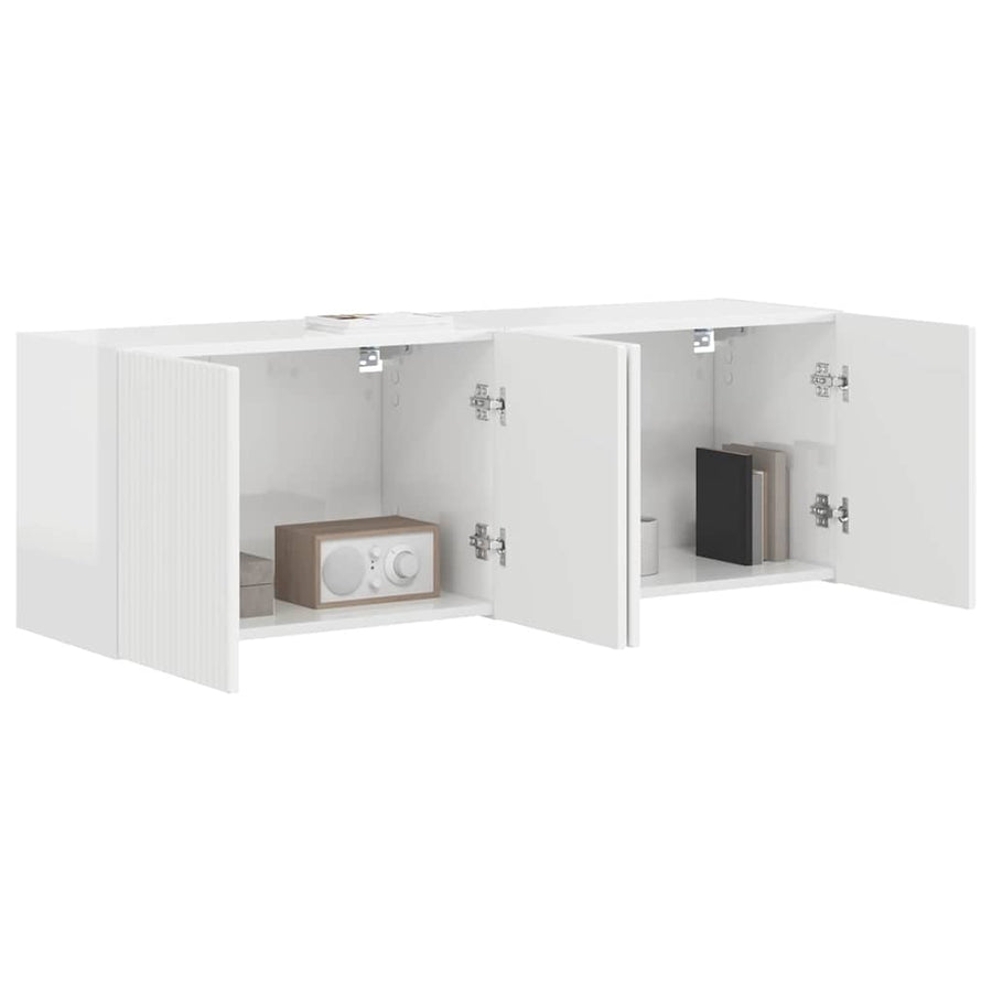 TV-wandkast 2 pcs Hoogglans wit 59,5 x 31 x 40 cm Bewerkt hout