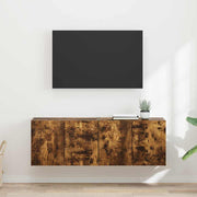 TV-wandkast 2 stuks gerookt eiken 59,5x31x40 cm bewerkt hout
