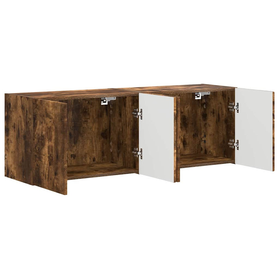 TV-wandkast 2 pcs Gerookt eiken 59,5 x 31 x 40 cm Bewerkt hout