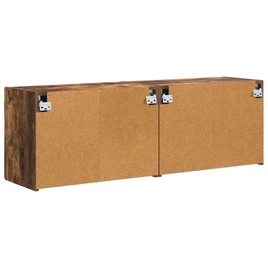 TV-wandkast 2 pcs Gerookt eiken 59,5 x 31 x 40 cm Bewerkt hout