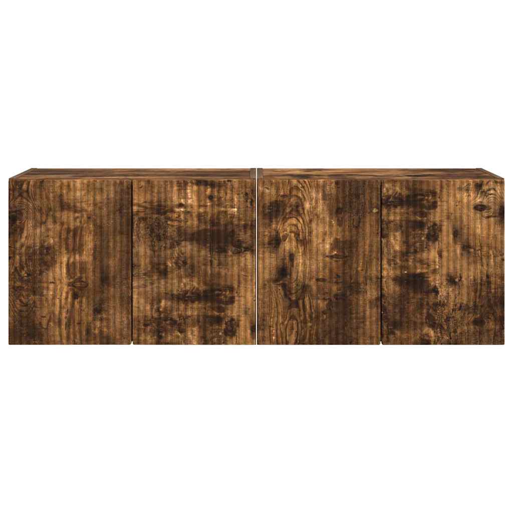 TV-wandkast 2 pcs Gerookt eiken 59,5 x 31 x 40 cm Bewerkt hout