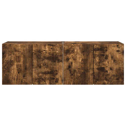 TV-wandkast 2 pcs Gerookt eiken 59,5 x 31 x 40 cm Bewerkt hout