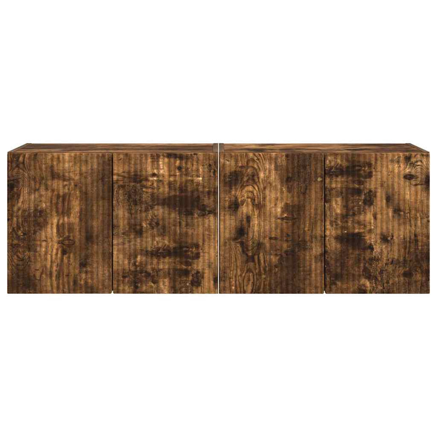 TV-wandkast 2 pcs Gerookt eiken 59,5 x 31 x 40 cm Bewerkt hout