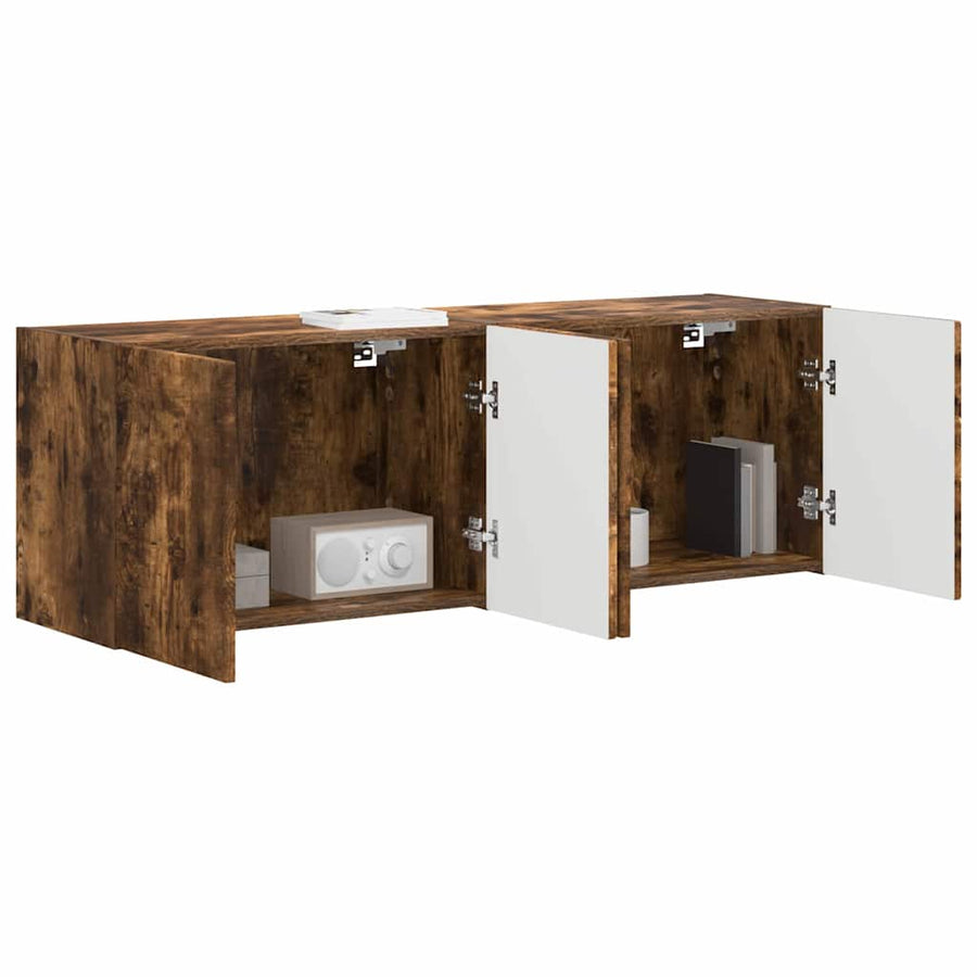 TV-wandkast 2 pcs Gerookt eiken 59,5 x 31 x 40 cm Bewerkt hout