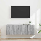 TV-wandkast 2 stuks 59,5x31x40 cm grijs bewerkt hout