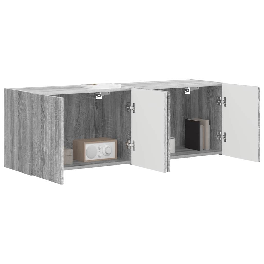 TV-wandkast 2 pcs Grijs Sonoma 59,5 x 31 x 40 cm Bewerkt hout