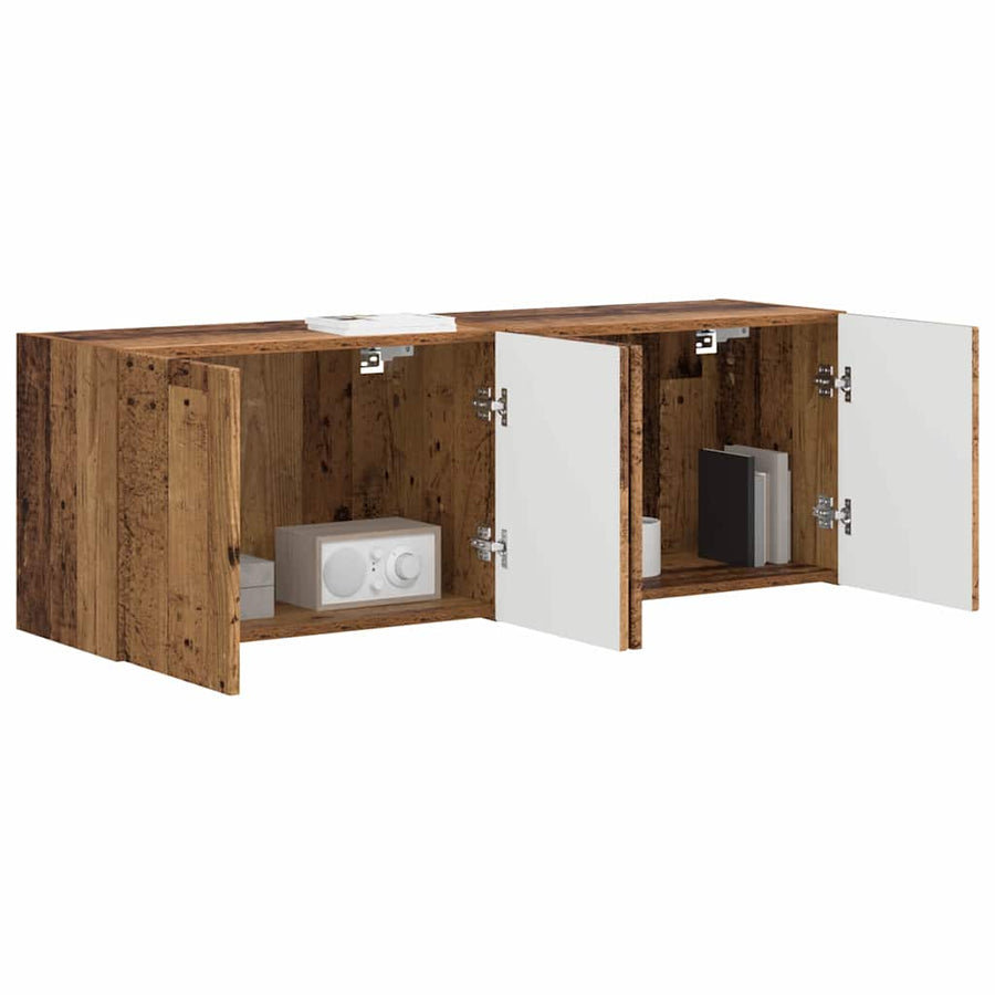 TV-wandkast 2 pcs Oud Hout 59,5 x 31 x 40 cm Bewerkt hout