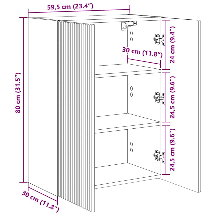 TV-wandkast Wandgemonteerd Wit 59,5 x 31 x 60 cm Bewerkt hout