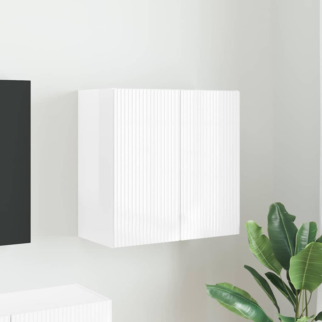 TV-wandkast Hoogglans wit 59,5 x 31 x 60 cm Bewerkt hout