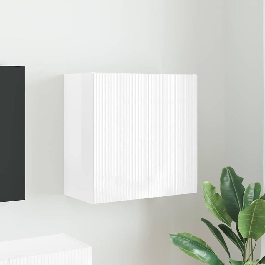 TV-wandkast Hoogglans wit 59,5 x 31 x 60 cm Bewerkt hout