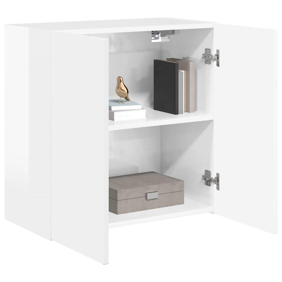 TV-wandkast Hoogglans wit 59,5 x 31 x 60 cm Bewerkt hout