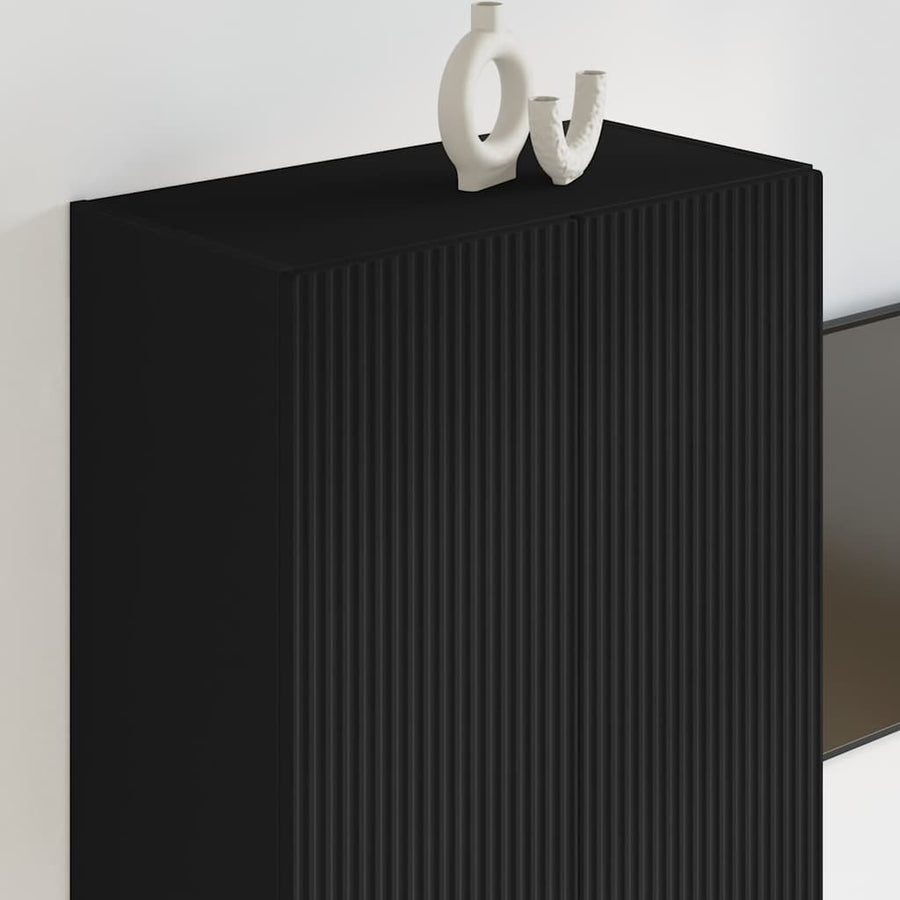 TV-wandkast Wandgemonteerd Zwart 59,5 x 31 x 80 cm Bewerkt hout