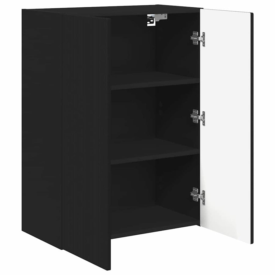 TV-wandkast Wandgemonteerd Zwart 59,5 x 31 x 80 cm Bewerkt hout