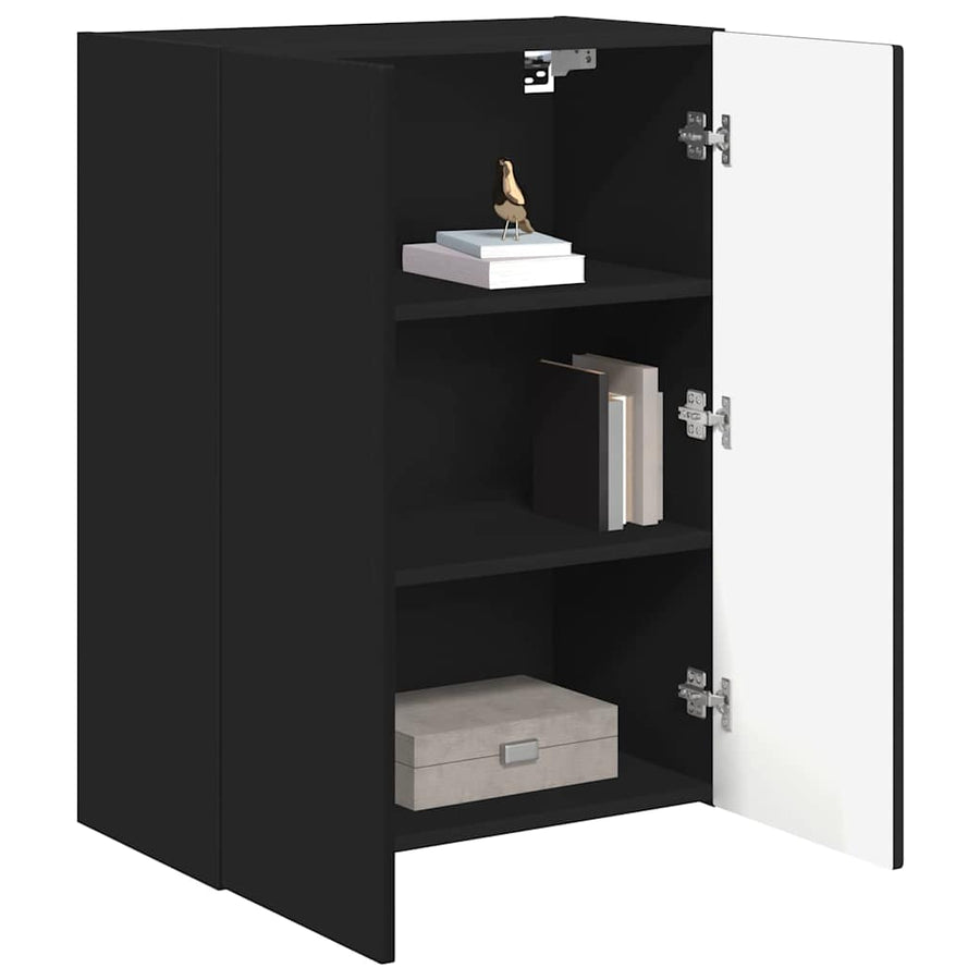 TV-wandkast Wandgemonteerd Zwart 59,5 x 31 x 80 cm Bewerkt hout