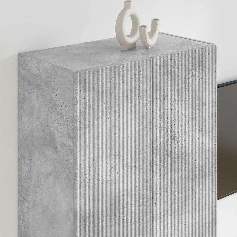 TV-wandkast Beton Grijs 59,5 x 31 x 80 cm Bewerkt hout