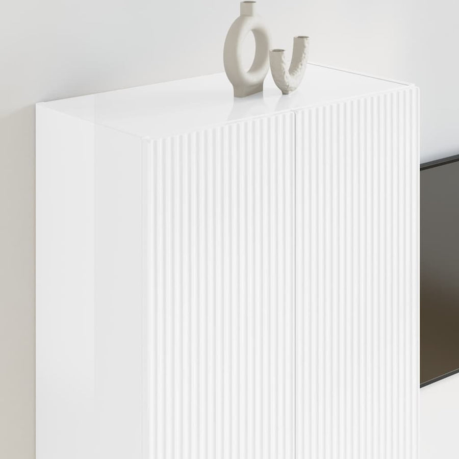 TV-wandkast Hoogglans wit 59,5 x 31 x 80 cm Bewerkt hout