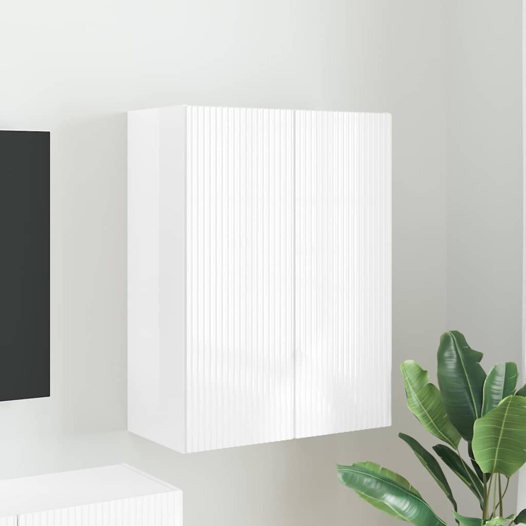 TV-wandkast Hoogglans wit 59,5 x 31 x 80 cm Bewerkt hout