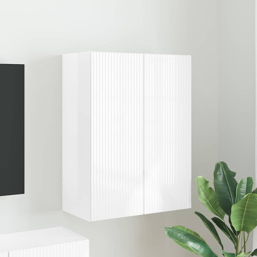 TV-wandkast Hoogglans wit 59,5 x 31 x 80 cm Bewerkt hout