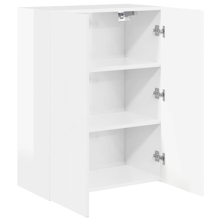 TV-wandkast Hoogglans wit 59,5 x 31 x 80 cm Bewerkt hout