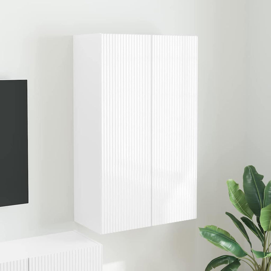 TV-wandkast Hoogglans wit 59,5 x 31 x 100 cm Bewerkt hout