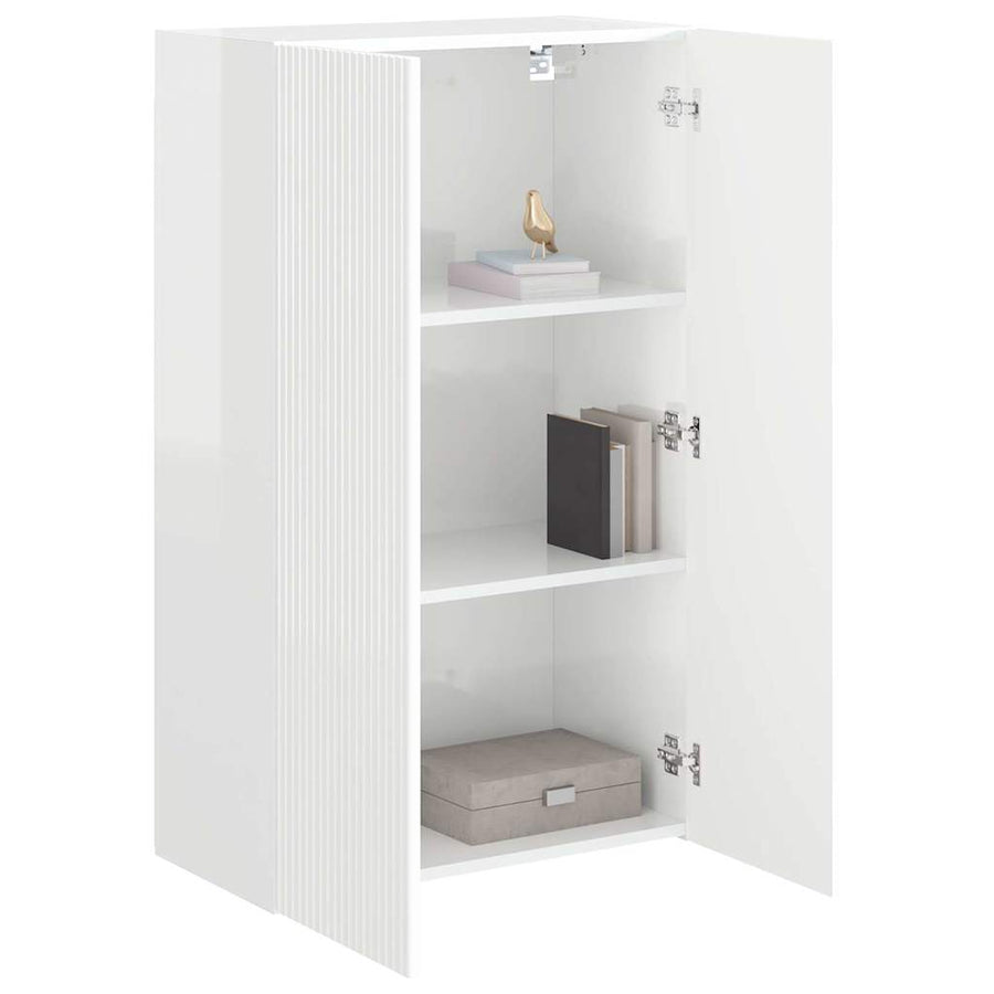 TV-wandkast Hoogglans wit 59,5 x 31 x 100 cm Bewerkt hout