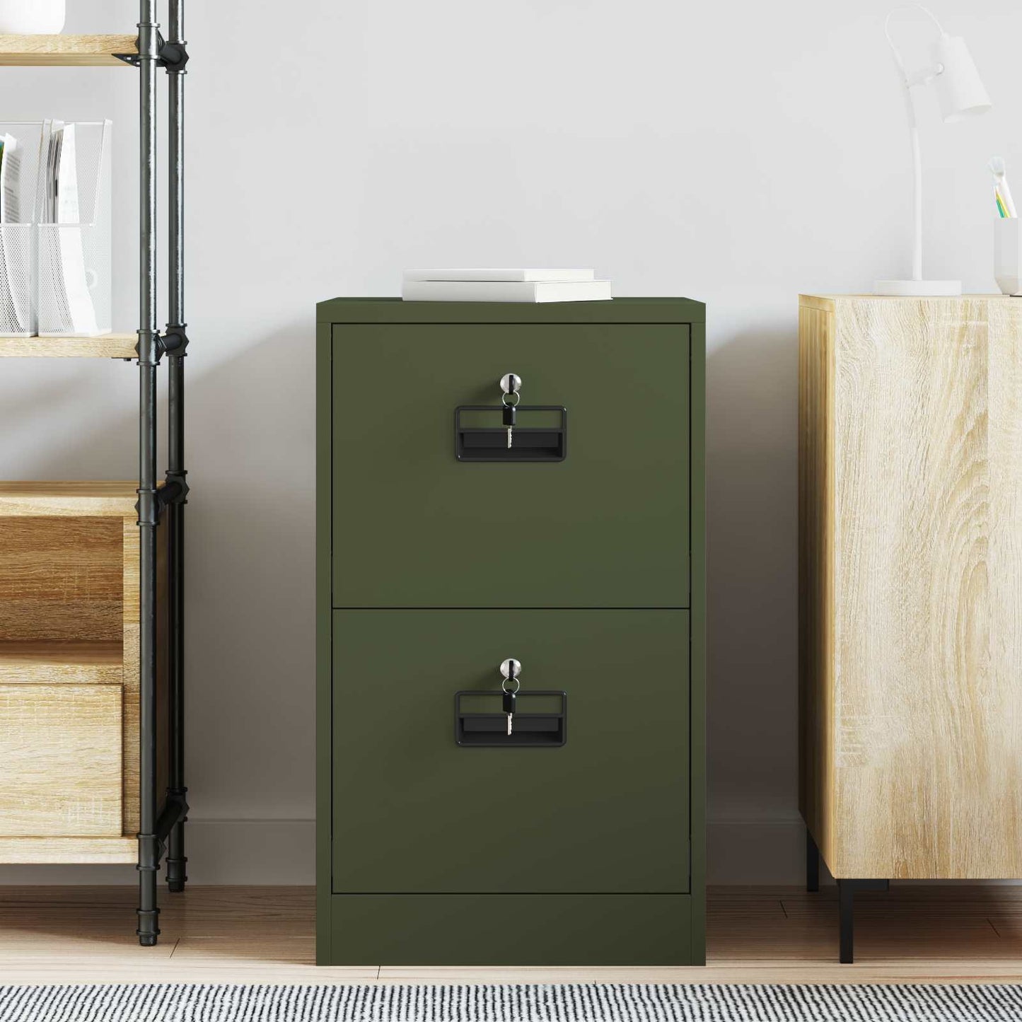 Bestandenkast Olijf Groen 44 X 50 X 106,5 Cm Koudgewalst Staal Olijfgroen