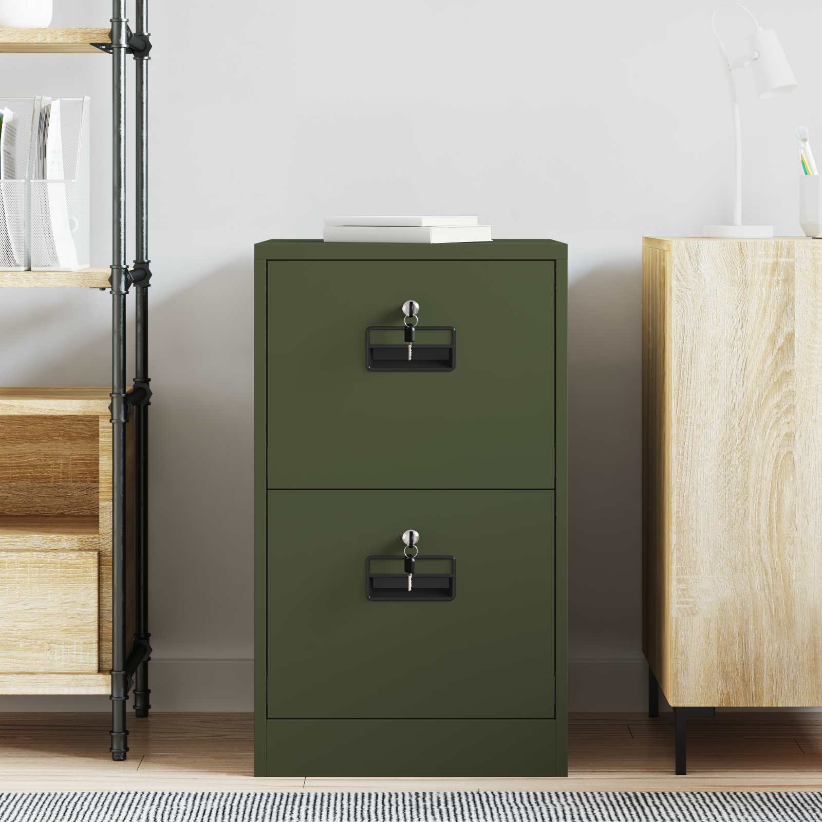 Bestandenkast Olijf Groen 44 X 50 X 106,5 Cm Koudgewalst Staal Olijfgroen