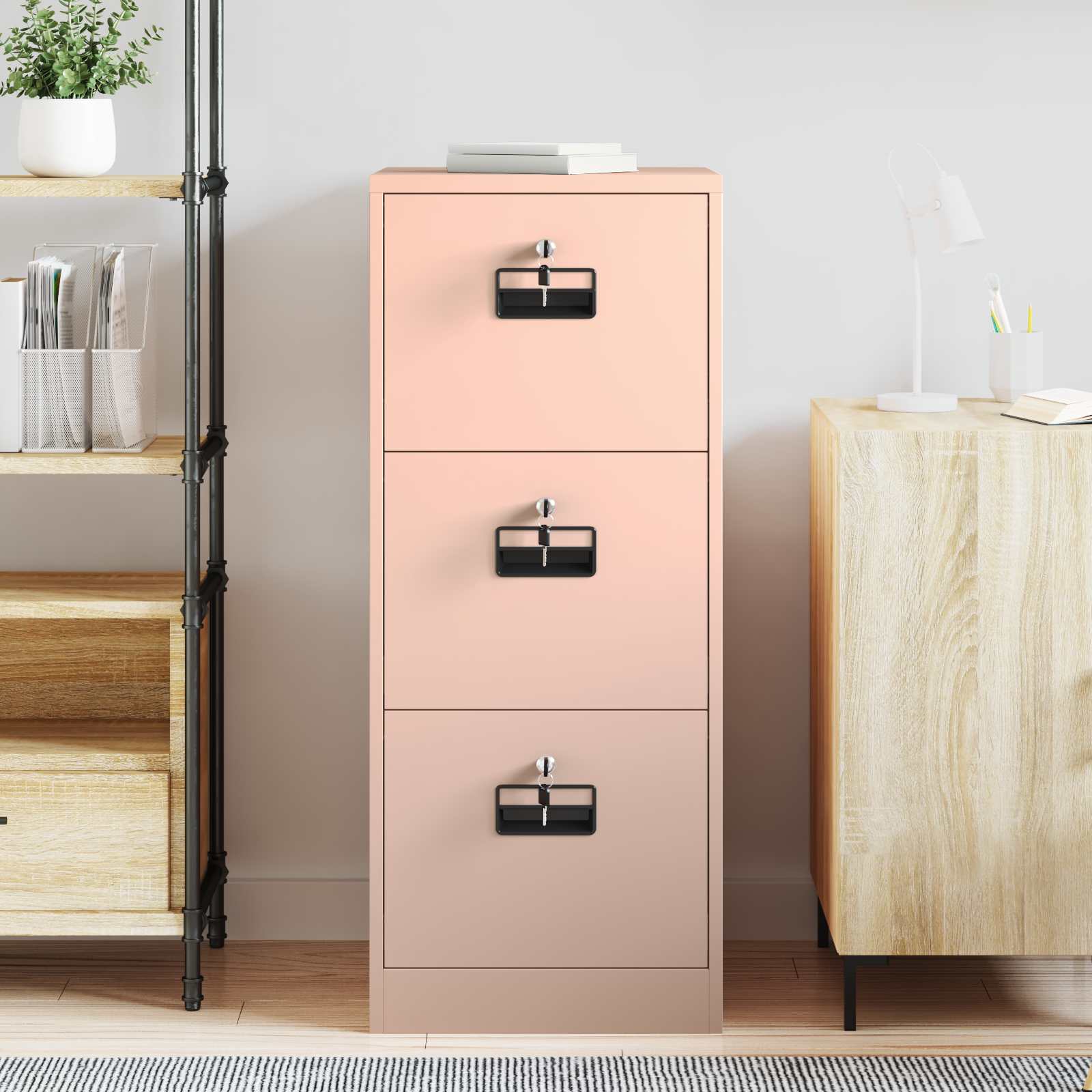 Bestandenkast 44 X 50 X 106,5 Cm Koudgewalst Staal Roze