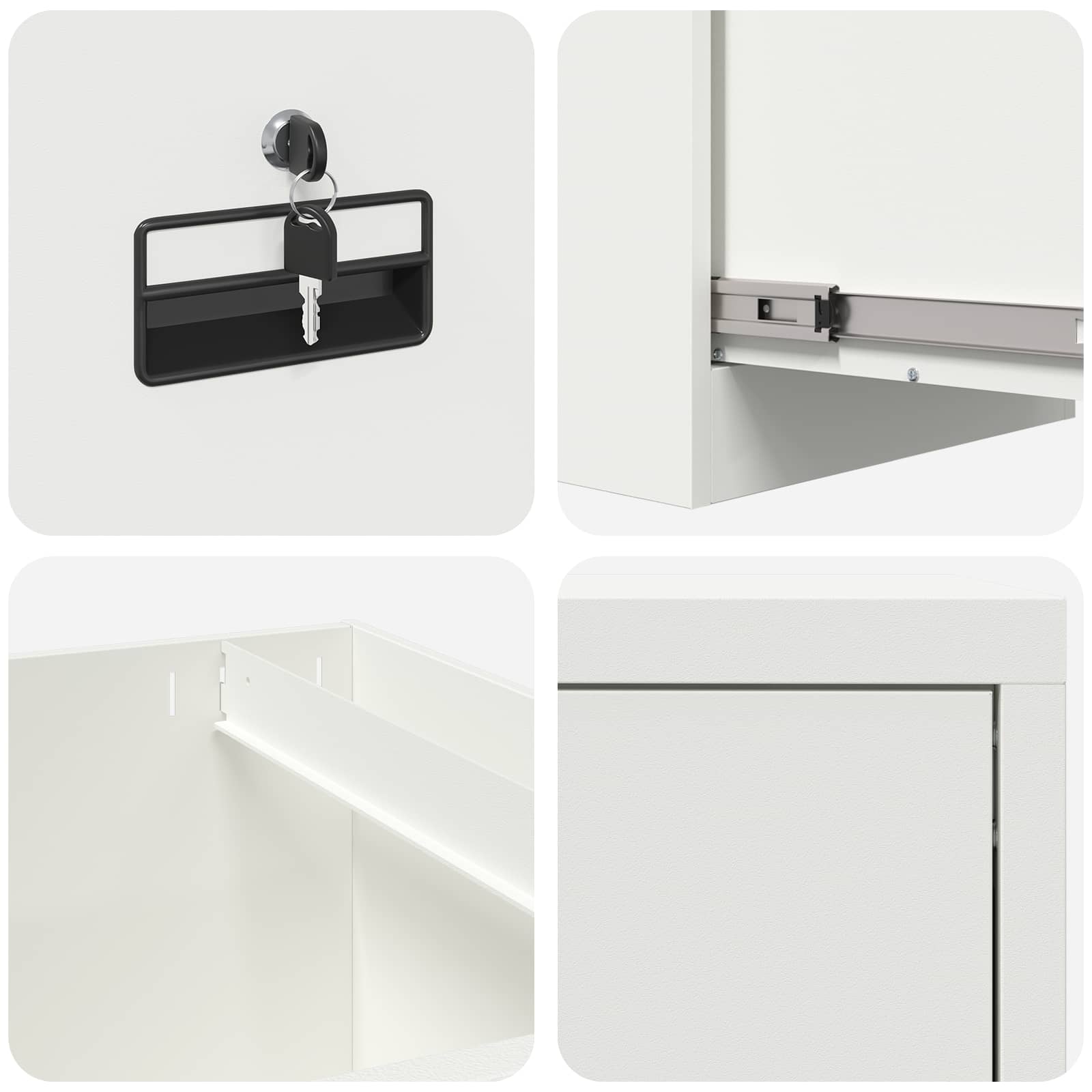 Bestandenkast Met Lade 44 X 50 X 106,5 Cm Koudgewalst Staal Wit