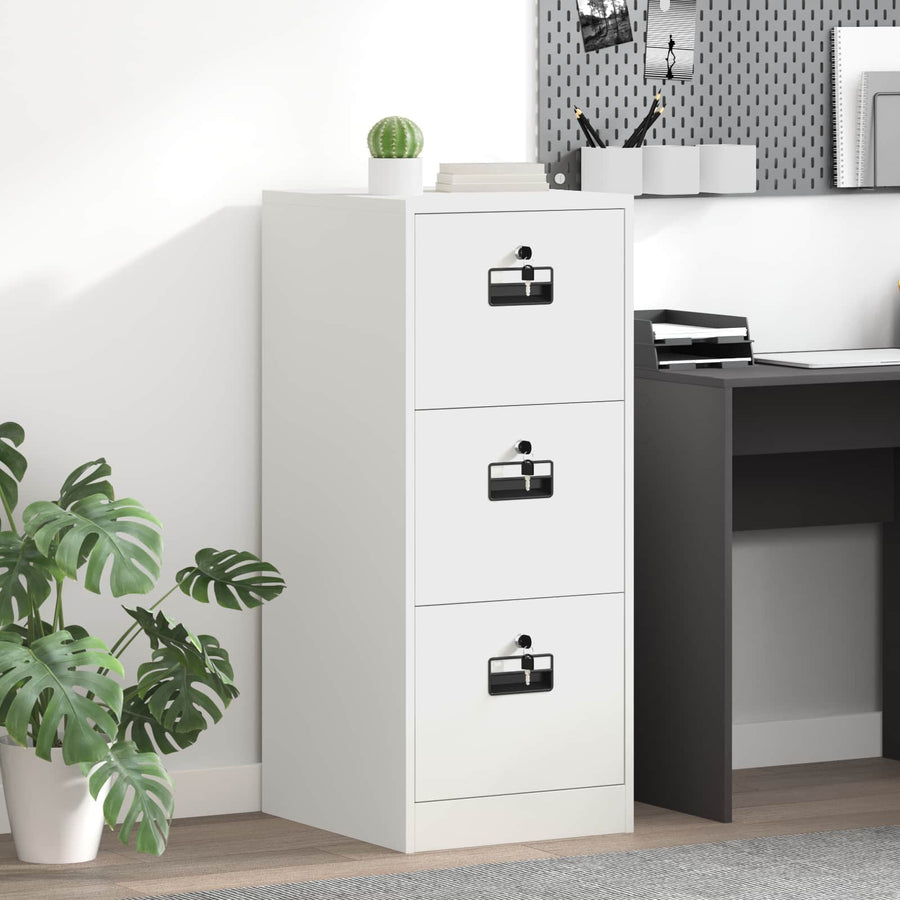 Bestandenkast Met Lade 44 X 50 X 106,5 Cm Koudgewalst Staal Wit