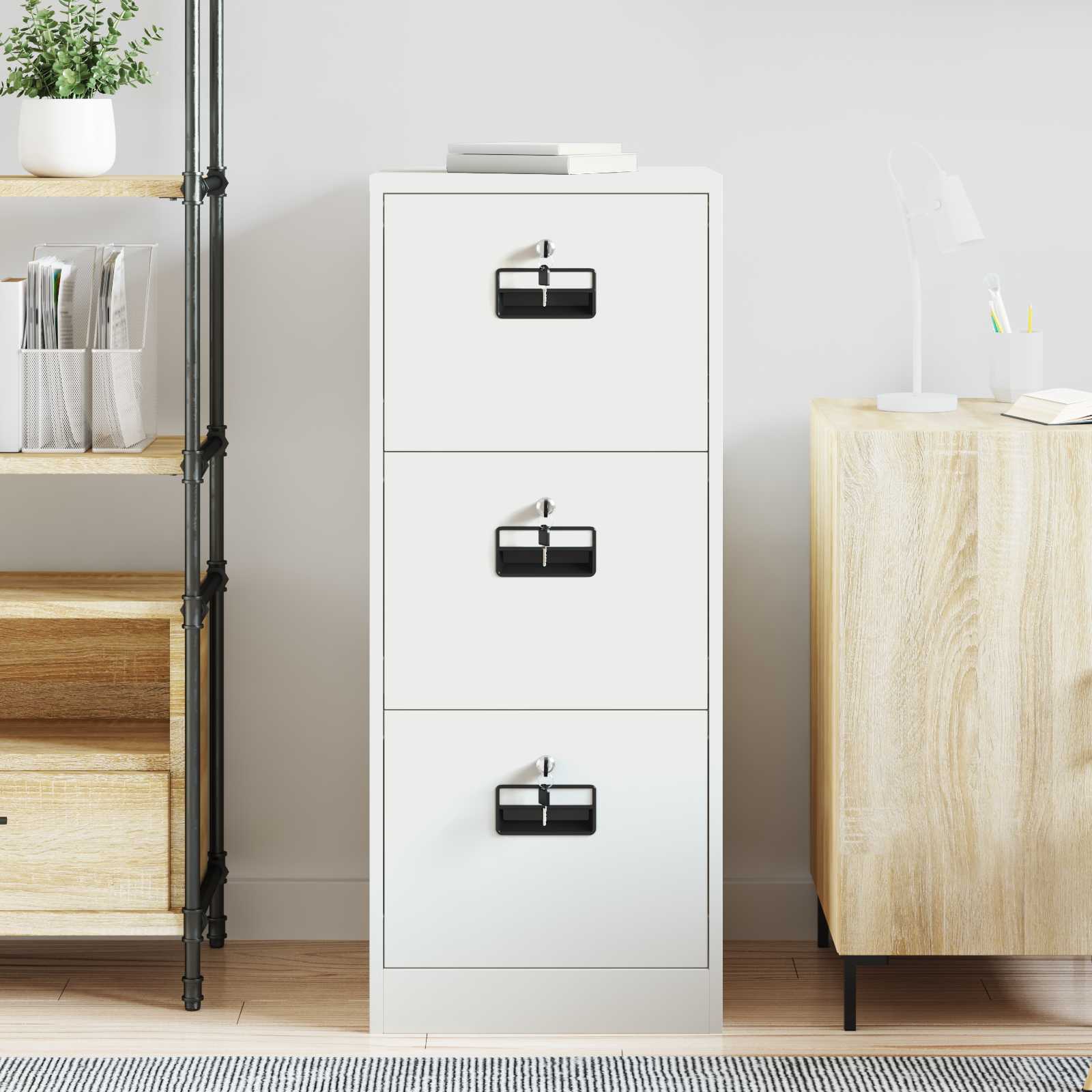 Bestandenkast Met Lade 44 X 50 X 106,5 Cm Koudgewalst Staal Wit