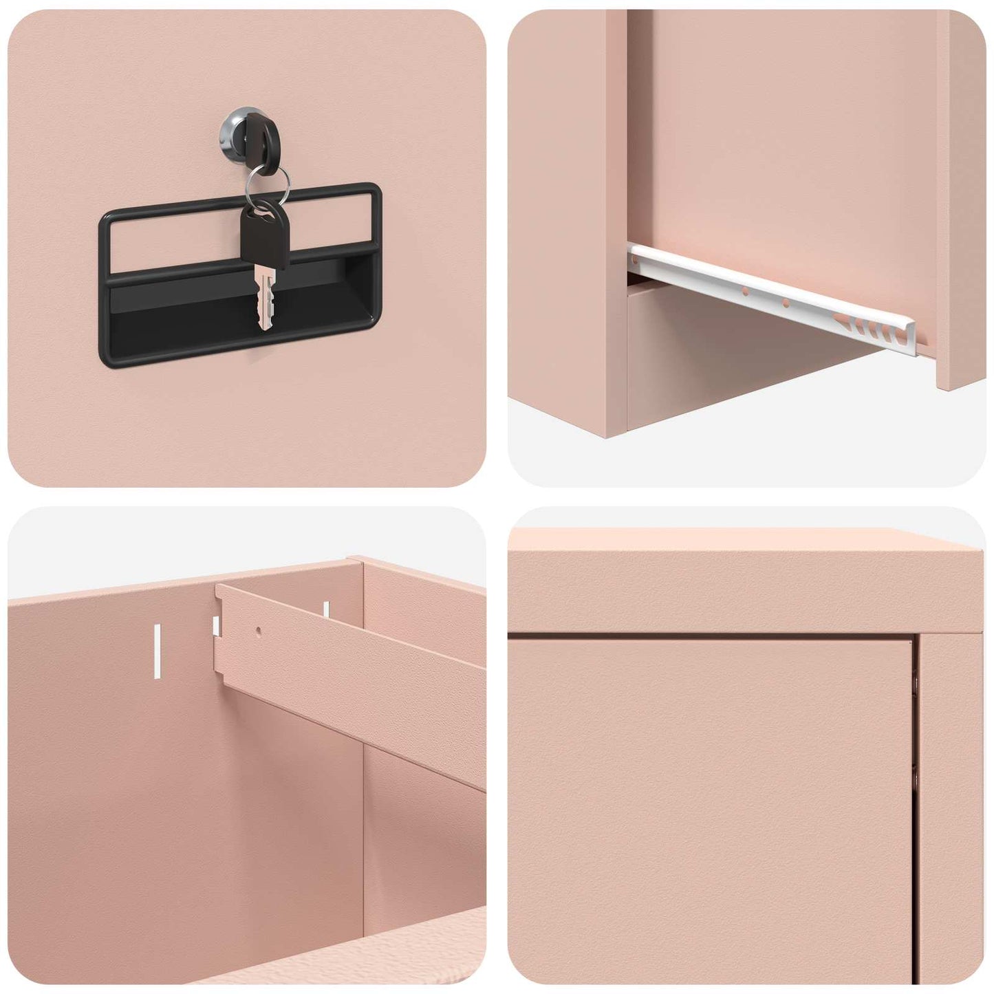 Bestandenkast 44 X 50 X 106,5 Cm Koudgewalst Staal Roze