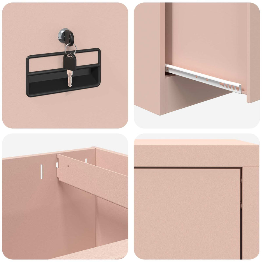 Bestandenkast 44 X 50 X 106,5 Cm Koudgewalst Staal Roze