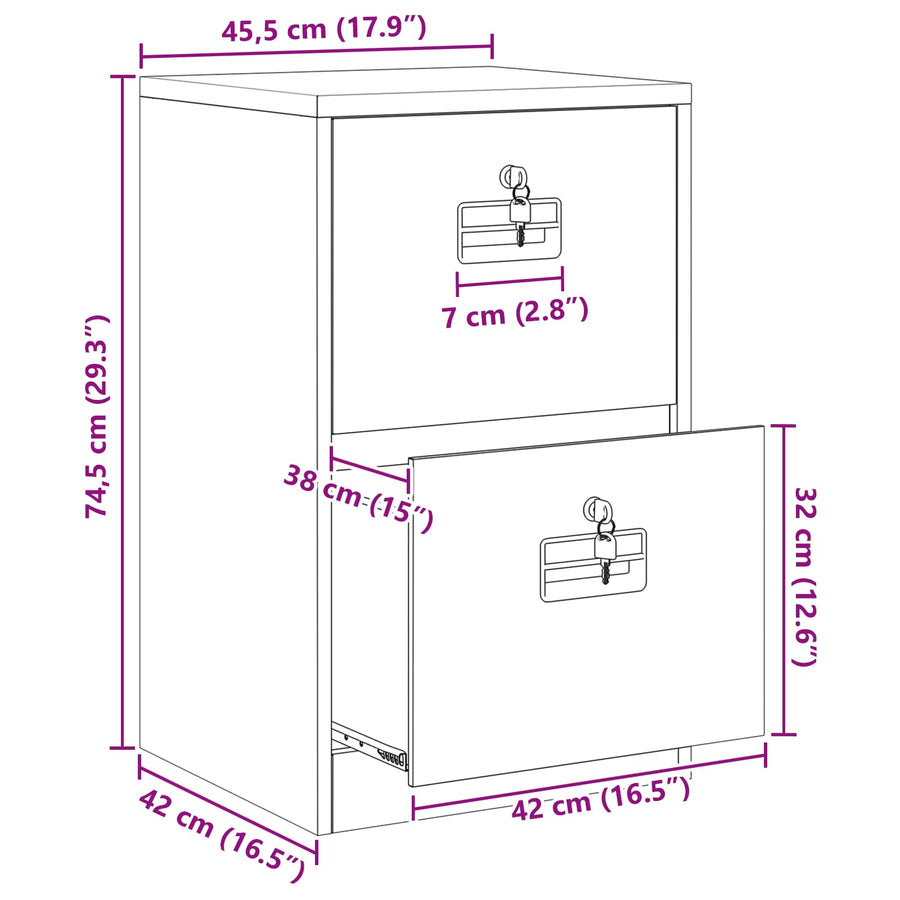 Bestandenkast 44 X 50 X 106,5 Cm Koudgewalst Staal Antraciet